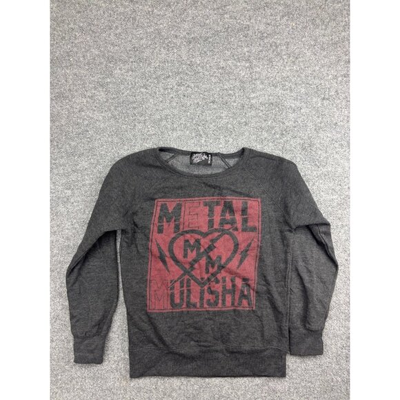 Metal Mulisha Tops - Metal Mulisha Sweatshirt Women's Small Gray Graphic Pullover Round Neck